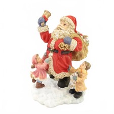Vintage Classic Santa Claus With Kids and Toys Hand Painted 6.5" Retro Christmas