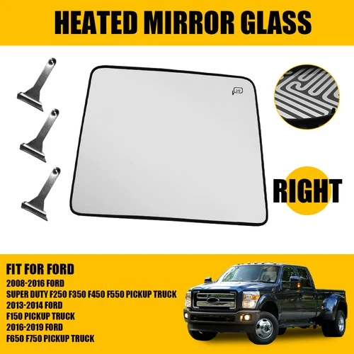 Upper Tow Mirror Glass for 2008-2016 Ford F250 F350 SD Passenger Right Side RH C