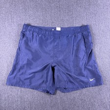 Vintage 90s Nike Mens Blue Stretch Big Spellout Swoosh Casual Basketball Shorts