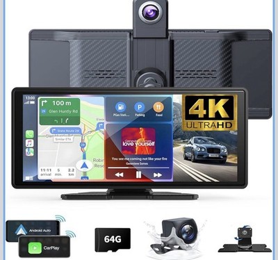 Wireless Carplay Screen for Car 10.26'' 4K 360 Rotation Dash Cam Carplay&Android