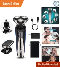 Precision Electric Shaver for Men - Waterproof Rotary Razor with Nose Trimmer