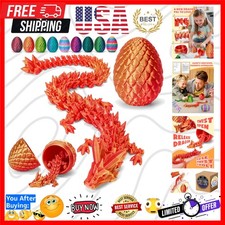 12" 3D Printed Dragon Egg, Cool 3D Printer Articulated Crystal Dragon Toys fo...
