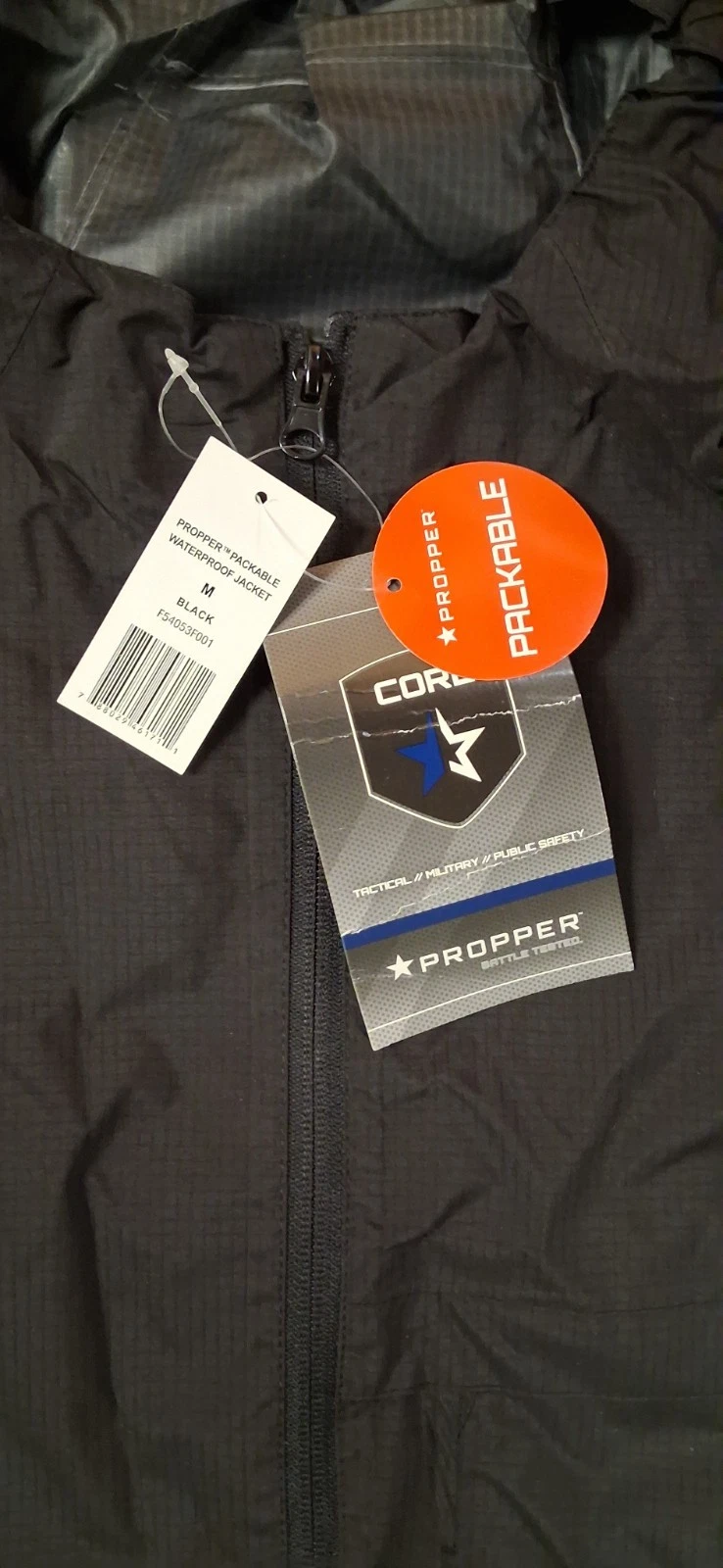 Propper Packable Waterproof Jacket, Black, Large
