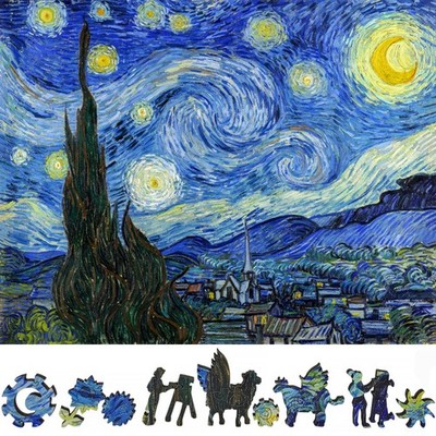 Wooden Puzzle for Adults by FoxSmartBox - 360 Pieces - The Starry Night