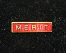 Vintage School Uniform Merit Badge Red Enamel Bar Type Pin Badge 1960s 1970s