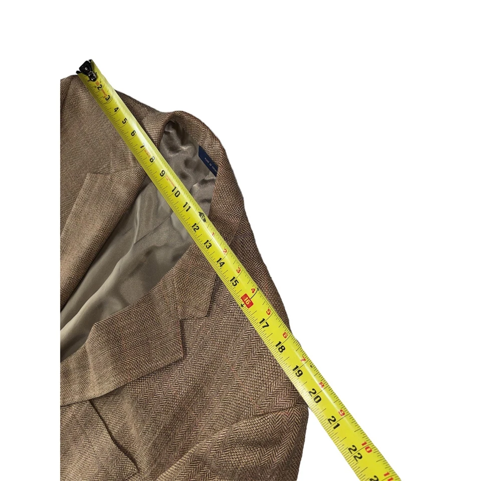 Brooks Brothers Madison Sportcoat 44R Silk Linen Wool Tan Herringbone E. Thomas - Image 4 of 4