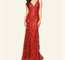 Blondie Nites Juniors  Glitter-Floral V-Neck Gown Macy  s Exclusive 
