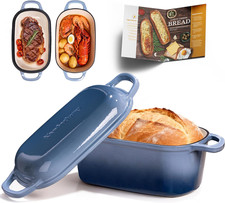 4.6-Quart Oval Dutch Oven for Bread Baking, 2 in 1 Enameled Cast Iron Bread Pan