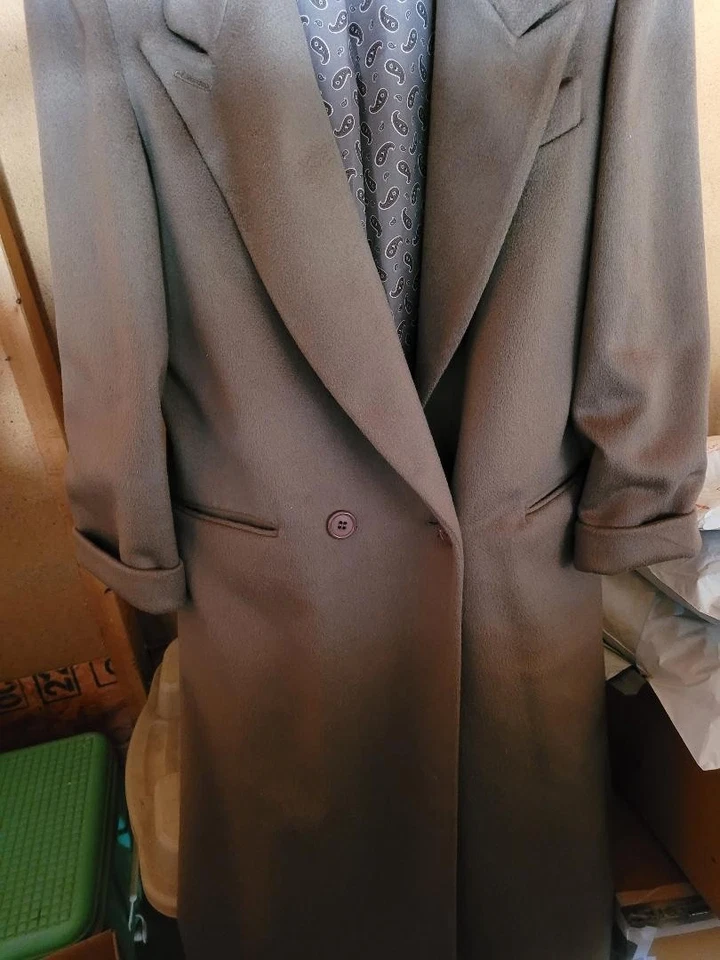 Abrigo largo de lana Ashley Scott de colección talla 15-16 marrón oscuro/bronceado ¡BONITO! EEUC! Foto 4 de 4