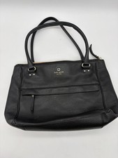 Kate Spade Tote Bag Black Leather Shoulder Bag Gold Hardware Zip Top