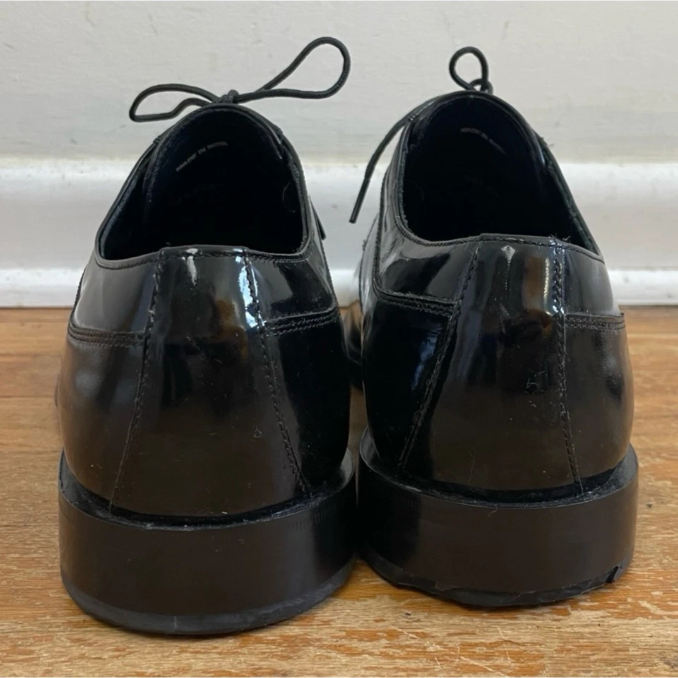 Vintage Mens Cole Haan Dress Shoes Size 11 Black Patent Leather Lace Up Derby  C - Image 3 of 4