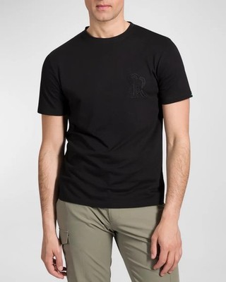 NWT Stefano Ricci T-shirt Embroidered SR Logo Size L Black 100% Authentic $550