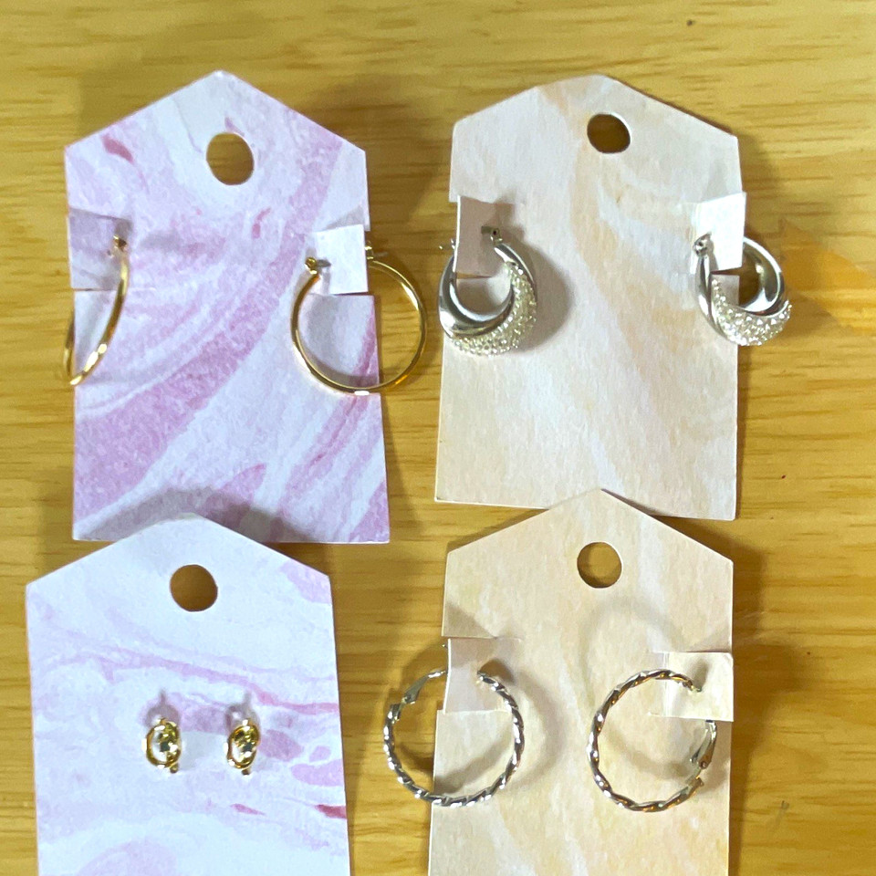 Loading Sign Without Background Mixed Lot 4 Pairs Women’s Fashion Earrings Gold & Silver Tone Hoops ...