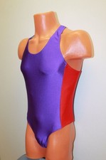 Men Thong Leotard 152-20 Racer Back Purple and Red Spandex Size XL