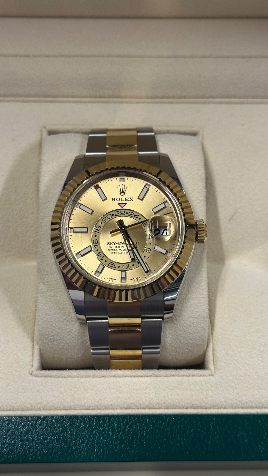 Rolex Sky-Dweller, 326933, Two-Tone Champagne Dial, 2022 Full set.