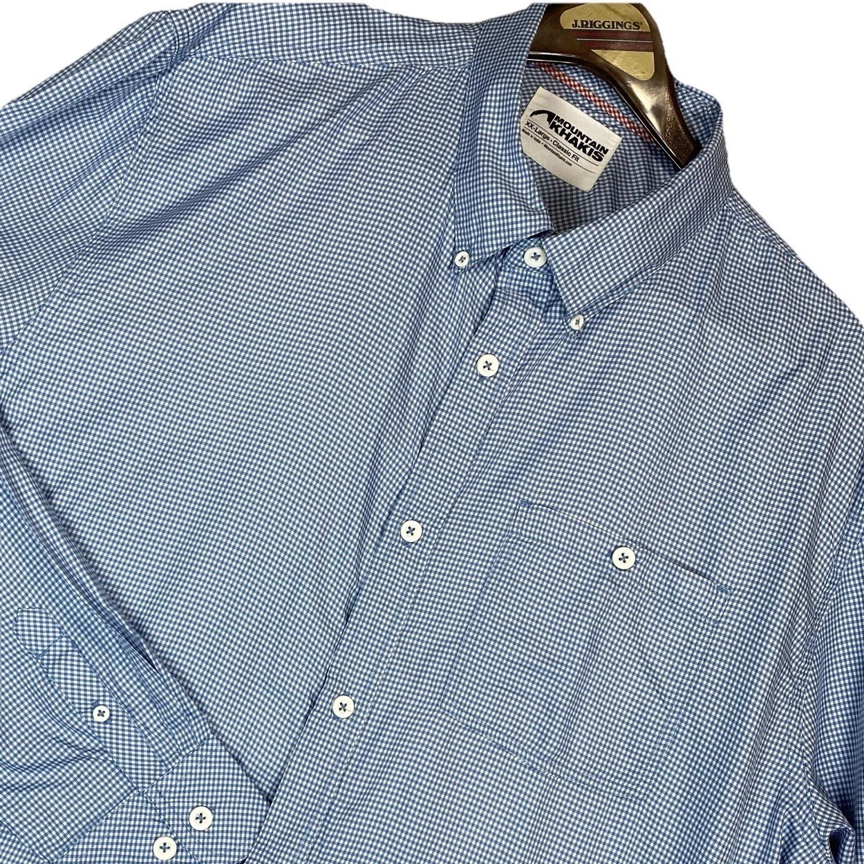 Mountain Khakis Shirt Mens XXL Blue Gingham Polyester Outdoor Casual Hiking