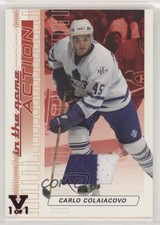 2003-04 ITG Action Game-Used Jerseys Vault Ruby 1/1 Carlo Colaiacovo #M-14 1o3