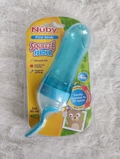 New Nuby Squeeze Feeder Silicone Feeding Bottle Blue Sealed