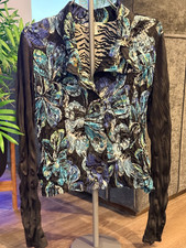 Alberto Makali Boho Floral Print Jacket Style Blouse, Size Medium see pics 