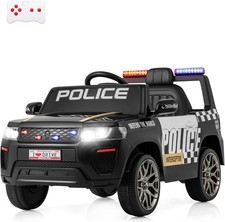 12V Black Police Ride on Car Costzon