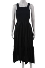 Everlane Womens Maxi Dress Black Square Neck Sleeveless 100% Cotton Size 0