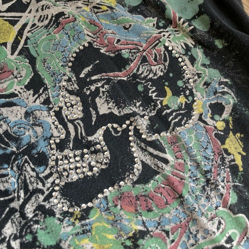 💀🖤 Vintage y2k black emo goth skull tattoo groahic tee Small - Picture 4 of 6
