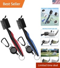 2 Pack Golf Club Brush, Professional Golf Club Cleaner with Retractable Zip-l...