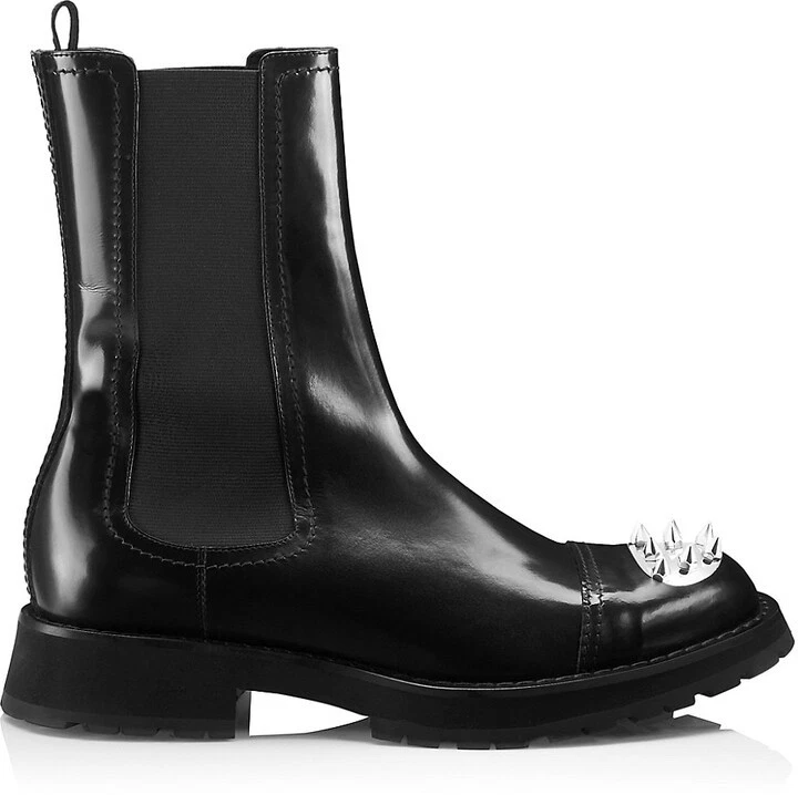 Alexander McQueen Studded Toe Chelsea Boots Black Leather Men’s Size 10 Designer - Image 2 of 4