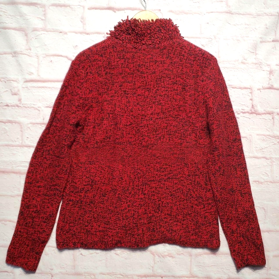 VTG Country Shop Sweater Womens Medium Red Black Boucle Rabbit Hair Wool 90s - Image 2 of 4