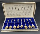 Set Of 8 Reed & Barton Harlequin Sterling Silver Demitasse Spoons Original Box