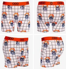 ODD Chrome Skulls Fire Flames Squares Boxer Briefs Men's XL (36-38) NIP