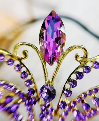 Purple Masquerade Ball Mask, Gold Wedding Mask, Lavender Crystal Mask, Prom Mask - Picture 8 of 8