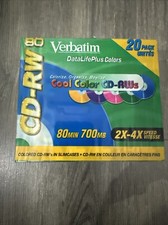Verbatim CD-RW Discs 700MB/80min 2X-4X Slim Case Assorted Colors 20 Pack