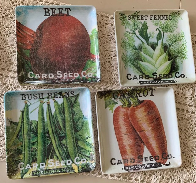 Free Ship Pottery Barn Vegetable Appetizer Plates Set Of 4