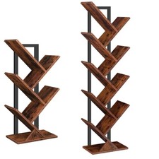 Bücherregal Standregal mit 9 Ebenen Holz DVD Regal in Baumform 34 x 20 x 116 cm