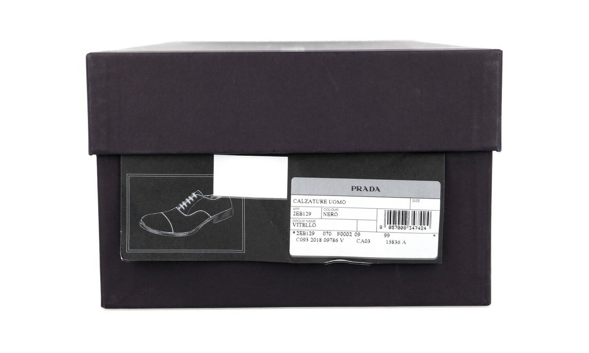 PRADA Leather Oxford Cap Toe Dress Shoes 2EB129 Black Matt NEW