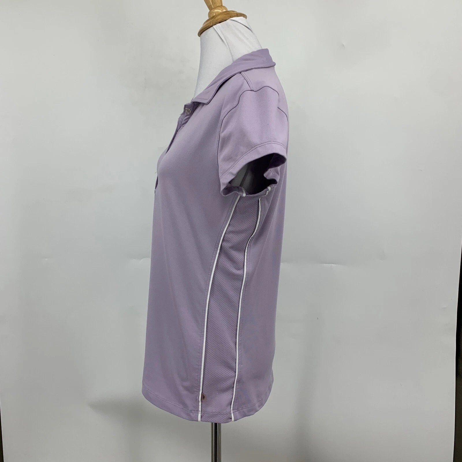 alo-yoga coolfit vented sides cap sleeve polo top shirt