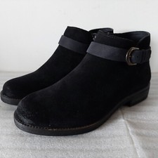 CLARKS DEMI TONE WOMENS BLACK SUEDE COMBI FLAT CASUAL ANKLE BOOTS UK SIZE 4.5