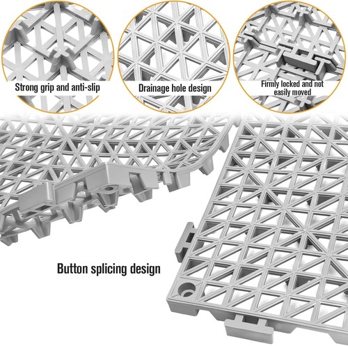 12PCS Modular Interlocking Drainage Flooring Tiles 12" x 12" Non-Slip Splicin... - Picture 4 of 7