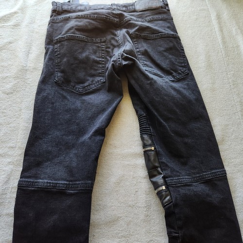 Zara Mans Jeans Mens 30x31 Black Denim Stretch Skinny Moto Zippers Modern - Picture 13 of 17