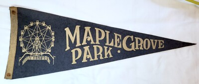 1940s Maple Grove Park, ferris wheel Pittsburgh felt souvenir pennant, history