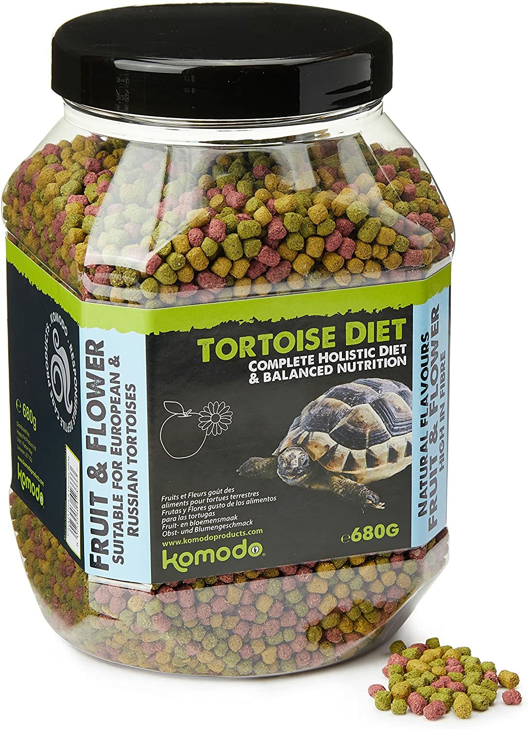 KOMODO TORTOISE COMPLETE PELLET DIET FOOD TUB FRUIT & FLOWER 680G NUTRITIOUS