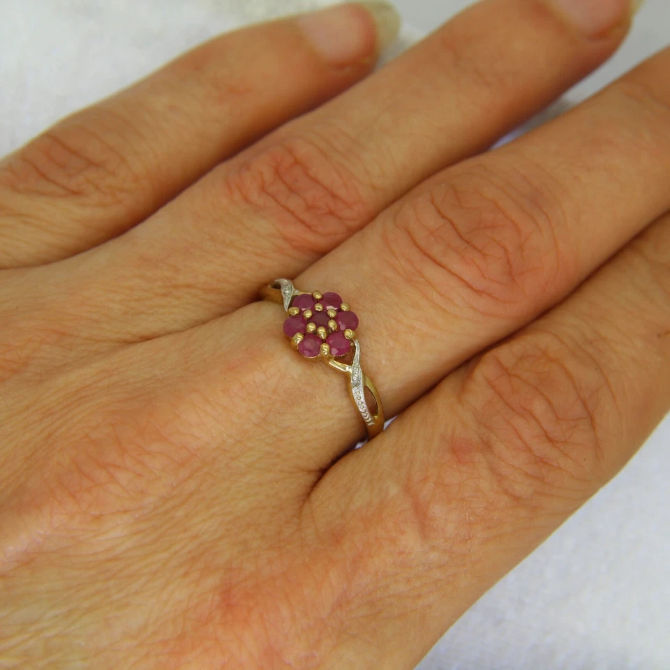 9ct Gold Ruby Diamond Ring Size 8 - P 1/2 - Image 4 of 4