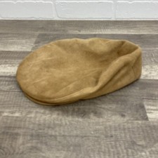 Vintage United Hatters Cap Millinery Tan Beige News Boy Cap Large Suede 