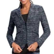 Cabi "Midnight Mingle" Black, Blue  White Zip Pockets Blazer/Jacket - Size 10