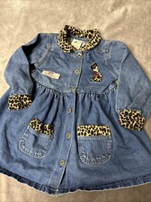 Vtg. Rare Disney "The Minnie Collection" Denim Dress 3T Leopard Collar  Cuffs