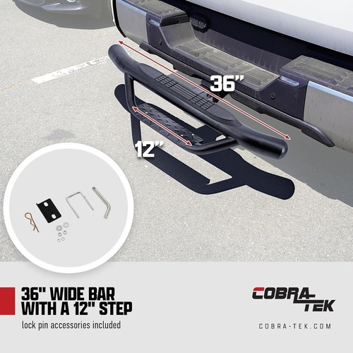Hitch Bumper Step Stainless Steel W/ LED Brake Light 36” Black - Picture 4 of 9