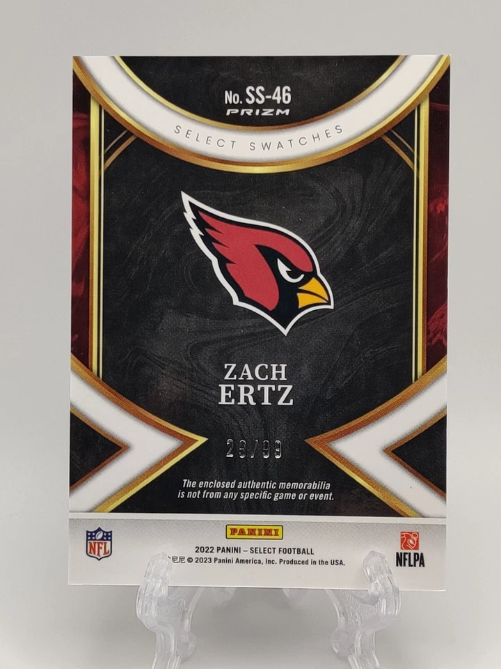 2022 Select Football Zach Ertz #SS-46 Swatches Patch Silver /99 Cardinals - Image 2 of 2