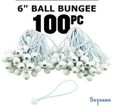  100 NEW6" White Ball Bungee Bungie Cord Heavy Duty Canopy Tarp Tie Downs straps