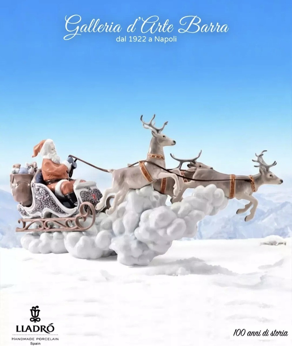 Lladró Porcelain Sculpture The Journey Of Santa Claus With Sleigh